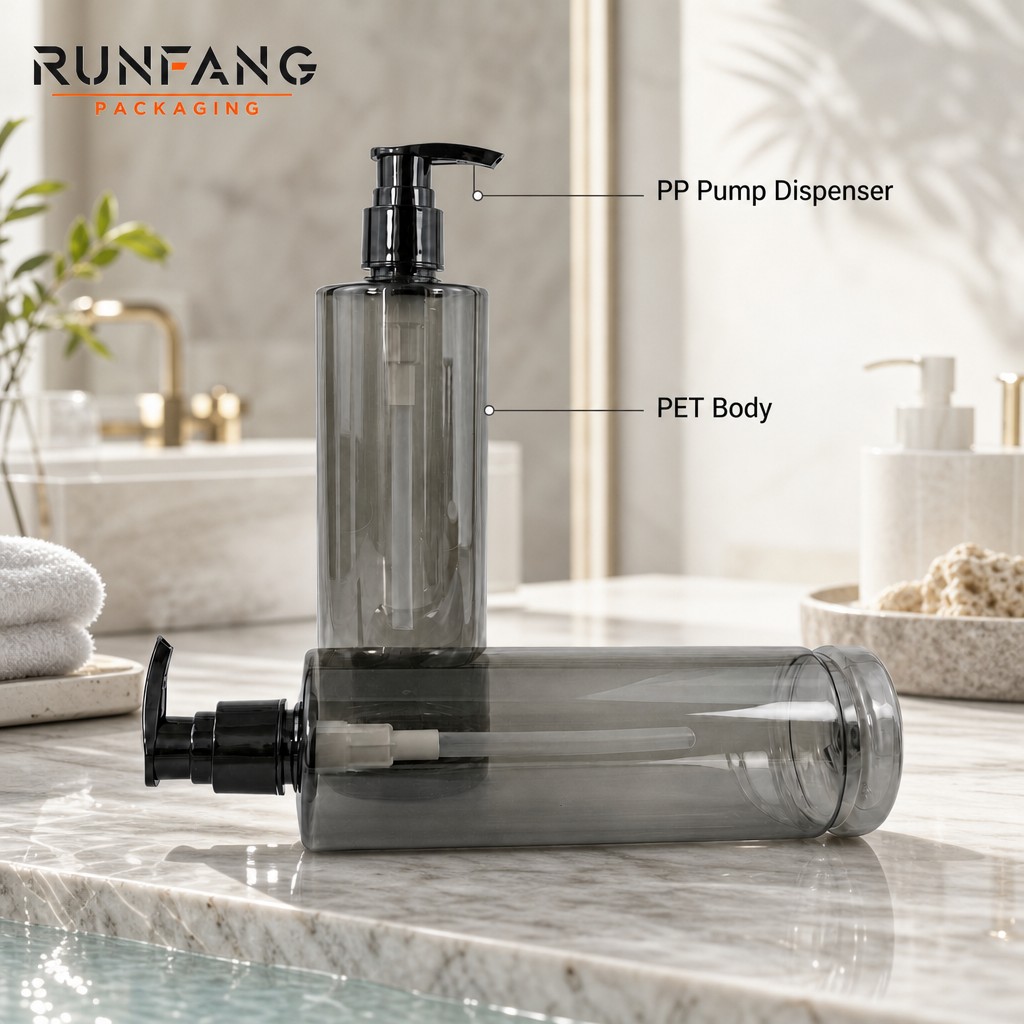 Empty PET Bottle with Pump Head Cover Empty PET Bottle with Pump Head Cover