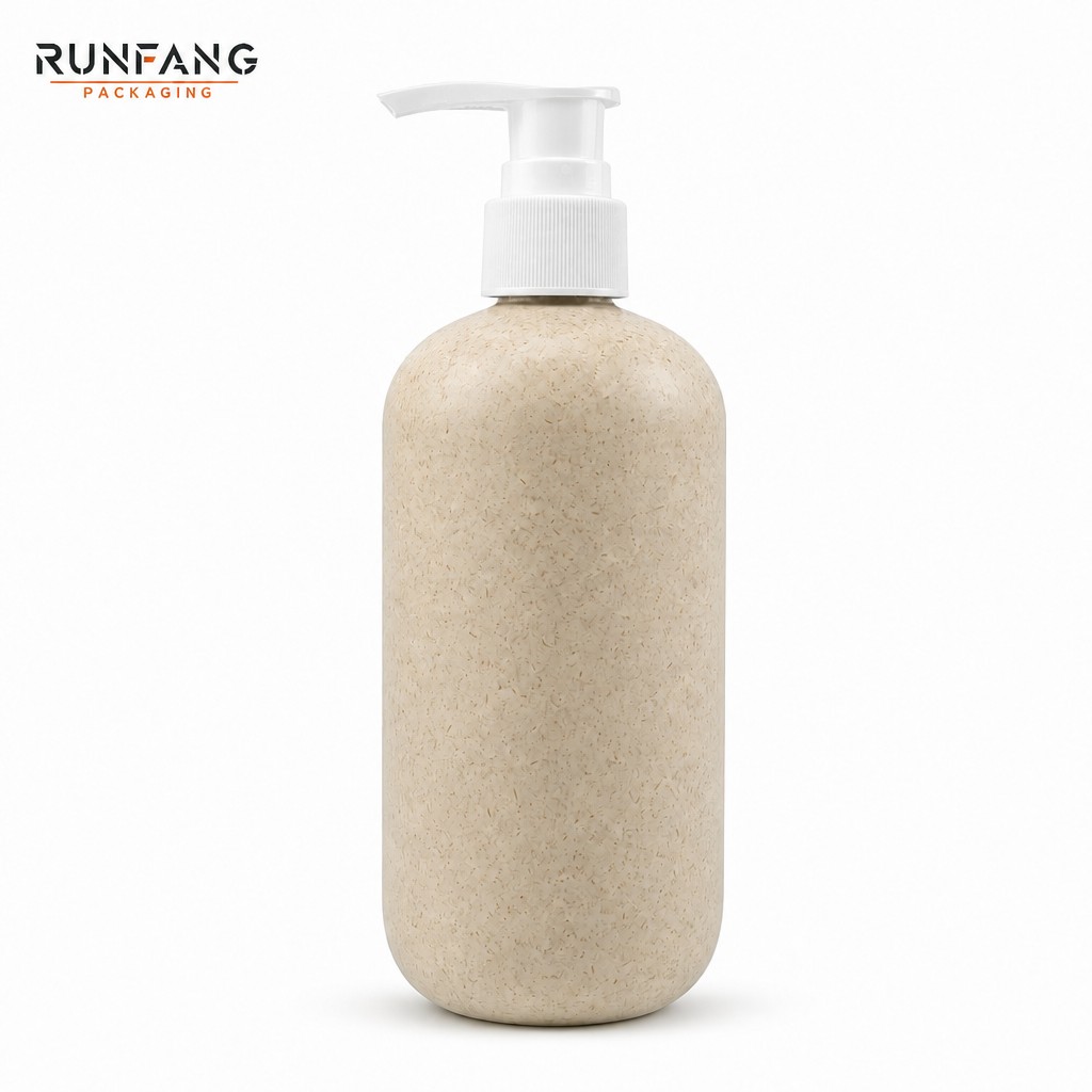300 ml /10 fl.oz Empty Wheat Straw Plastic Bottle  with Pump Head Cover